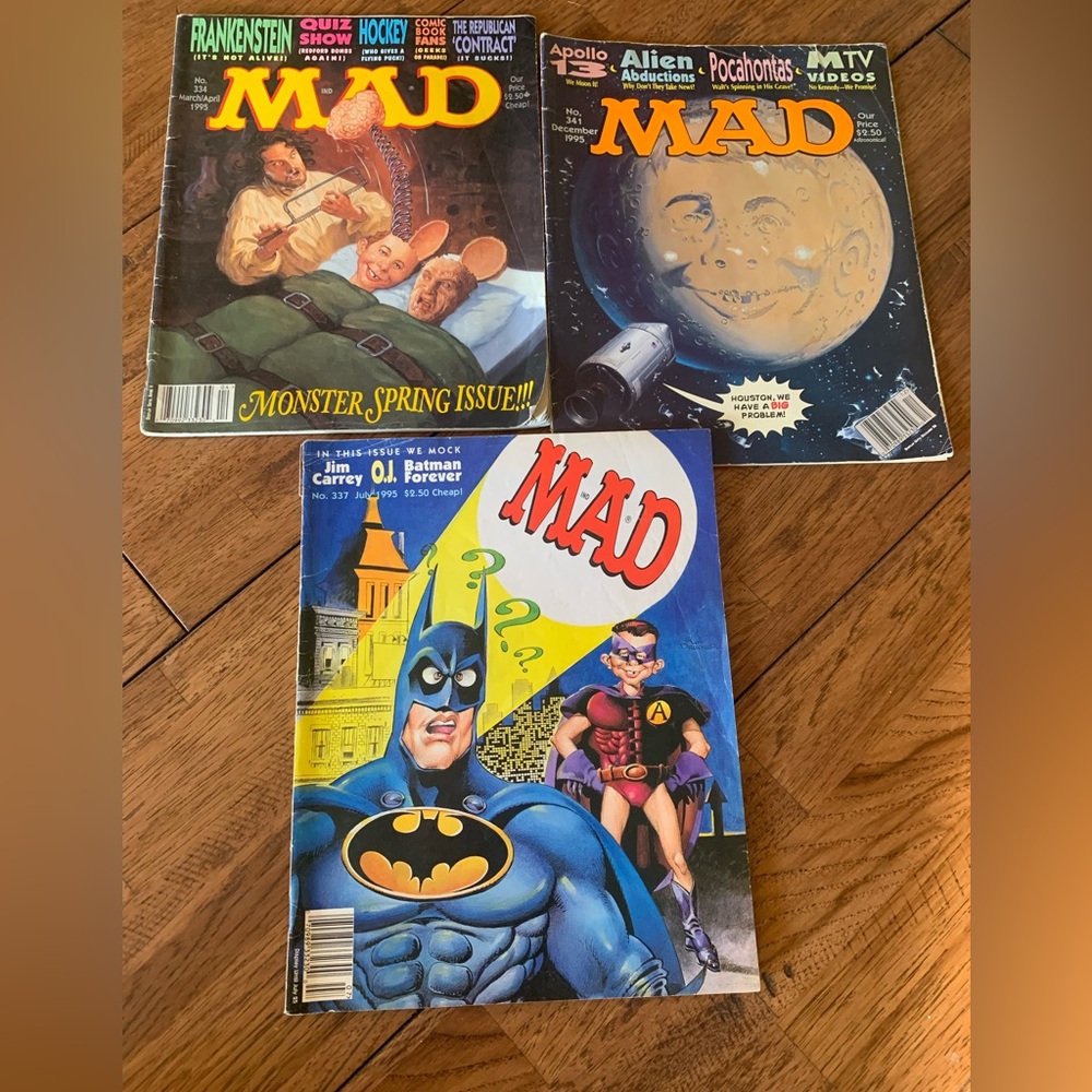 Lot of 3 Vintage Mad Magazines from 1995